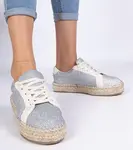 Gemre Strieborné dámske espadrilky zdobené glitrami Taredo
