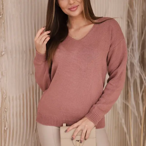 V-neck sweater dark pink