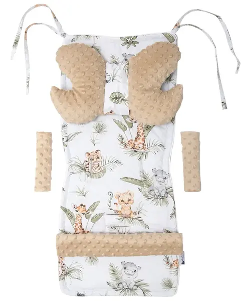 Medi Partners Stroller insert in a 4-piece set - Safari + beige Minky