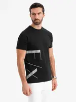 Ombre Men's cotton jersey T-shirt with large side lettering - black