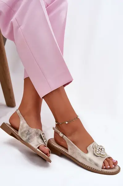 S. BARSKI Dámske sandále Na Plochéj Päte S Dekoratívnym Detailom S.Barski