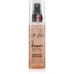 L.A. Girl Cosmetics Shimmer Spray fixační sprej na make-up na obličej a tělo odstín Rose Gold 80 ml