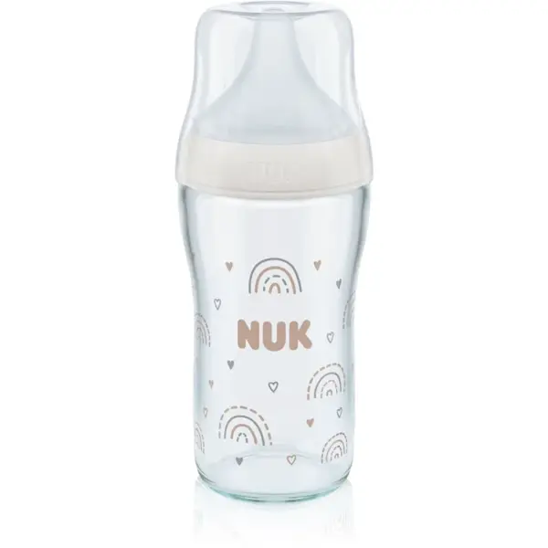 NUK Perfect Match skleněná kojenecká láhev s kontrolou teploty 230 ml