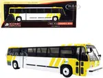 1999 TMC RTS Transit Bus 164 Downtown Dallas "Dart" White and Yellow "The Vintage Bus &amp; Motorcoach Collection" 1/87 (HO) Diecast Model by Iconic