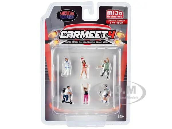 "Car Meet 4" 6 piece Diecast Figure Set for 1/64 Scale Models by American Diorama
