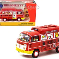 Volkswagen Type II (T2) Van Red "Hello Kitty Capsule School Bus" "Collab64" Series 1/64 Diecast Model Car by Schuco &amp; Tarmac Works