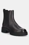 Kožené kotníkové boty Calvin Klein CHUNKY CHELSEA BOOT LTH vínová barva, na plochém podpatku, YW0YW02072