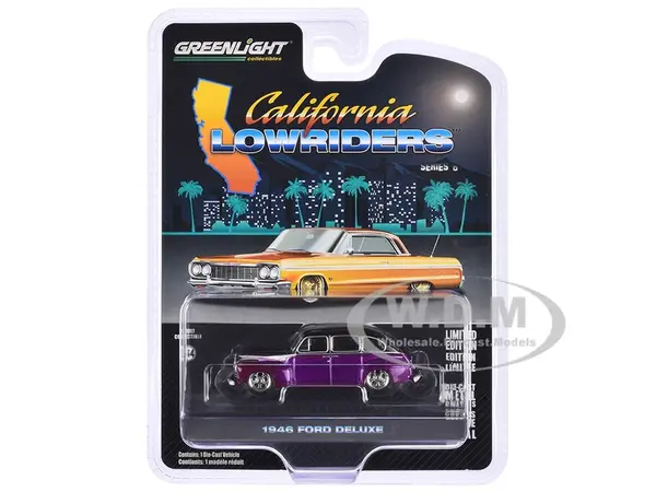 1946 Ford Fordor Super Deluxe Dark Purple Metallic and Black "California Lowriders" Series 6 1/64 Diecast Model Car by Greenlight