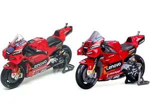 Ducati Desmosedici GP 43 Jack Miller and 63 Francesco Bagnaia "Ducati Lenovo Team" Team Champions "MotoGP World Championship" (2022) Set of 2 Motorcy