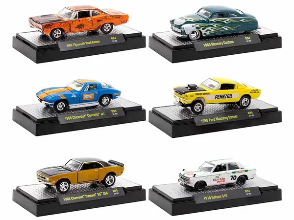 "Auto-Thentics" 6 piece Set Release 94 IN DISPLAY CASES Limited Edition 1/64 Diecast Model Cars by M2 Machines