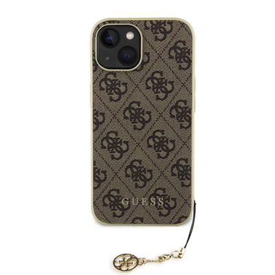 Zadní kryt Guess 4G Charms pro Apple iPhone 15, hnědá