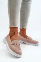 EVENTO Dámske Mokasíny Na Plochej Päte S Zlatým Detailom Ružové Limentia