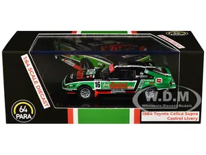 1984 Toyota Celica Supra 16 "Castrol Livery" Black and Green with Graphics 1/64 Diecast Model Car by Paragon Models