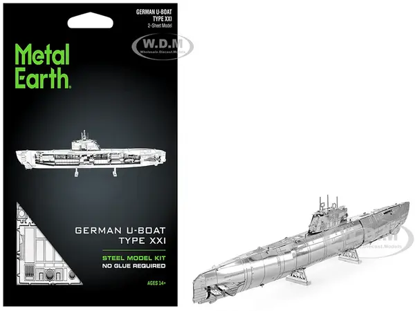 Model Kit German U-Boat Type XXI Submarine (Challenging Difficulty) Steel Model by Metal Earth