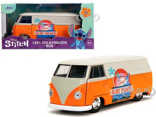 1961 Volkswagen Bus "Stitchs Surf Shack" Orange and Gray "Disneys Stitch" "Hollywood Rides" Series 1/32 Diecast Model Car by Jada