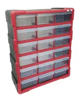 Organizér - skříňka plastová, 18 šuplíků, červená - MAGG 120299