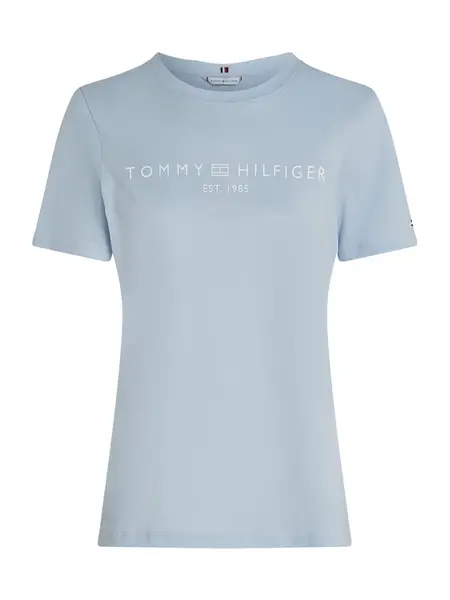 TOMMY HILFIGER Tričko 'Logo'  modrosivá / biela