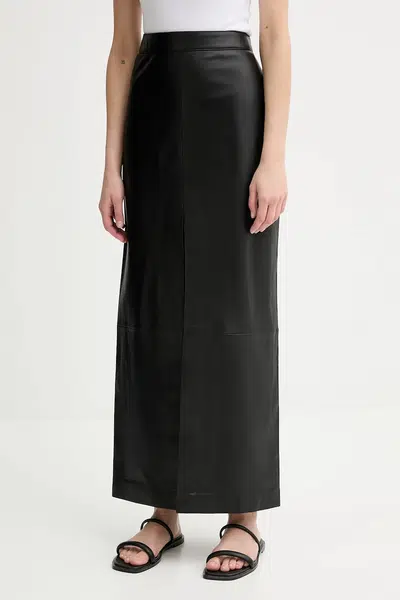 Kožená sukně Filippa K černá barva, maxi, 31409.FK