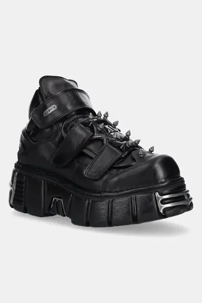 Kožené tenisky New Rock NOMADA NEGRO, TOWER NEGRO ACERO dámské, černá barva, M.285C.S1