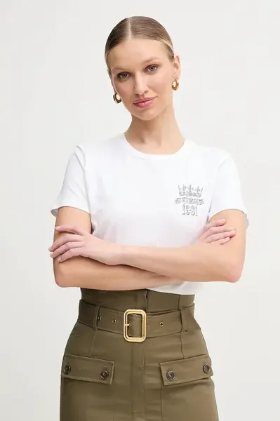 Bavlněné tričko Guess bílá barva, W5GI53 K9RM1