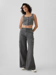 GAP Kalhoty s kapsami Baggy Khaki Cargo - Dámské