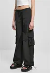 Women's Wide Crinkle Nylon Cargo Pants Black