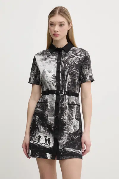 Šaty Desigual TROPIC LITOGRAPHY LA černá barva, mini, 25SWVW96