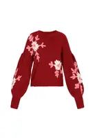 MYMO Oversize sveter  ružová / burgundská / prírodná biela