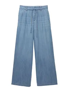 Pull&Bear Plisované rifle  modrá denim