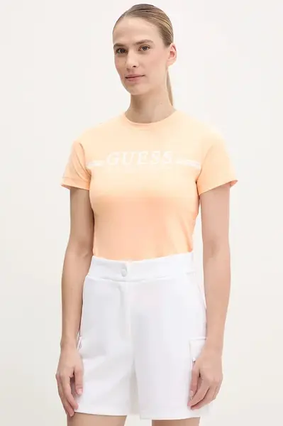 Bavlněné tričko Guess oranžová barva, V5GI03 I3Z14