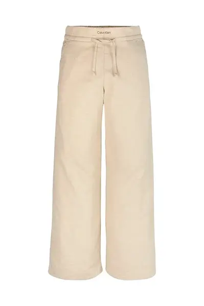 Kalhoty s lněnou směsí pro děti Calvin Klein Jeans béžová barva, hladké, IG0IG02879