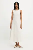 Lněné šaty Answear.LAB béžová barva, midi