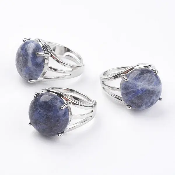 Adjustable Natural Sodalite Finger Rings