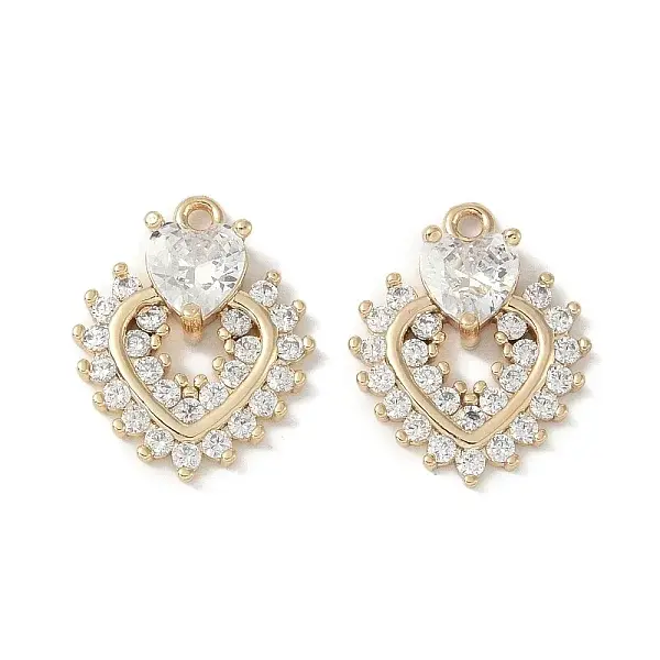 Brass Micro Pave Clear Cubic Zirconia Pendants