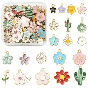 100Pcs 20 Styles Alloy Enamel Charms