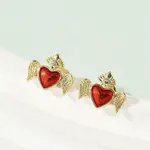 Brass Enamel Stud Earrings for Women