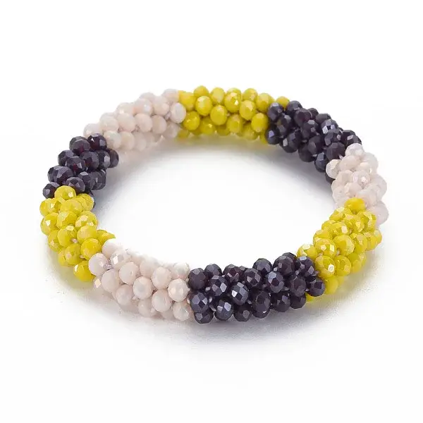 Crochet Glass Beads Braided Stretch Bracelet