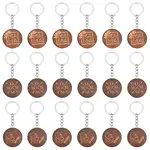 18Pcs 3 Style Flat Round Wood Keychains