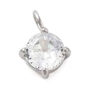 304 Stainless Steel Micro Pave Cubic Zirconia Pendants