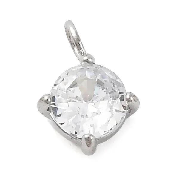 304 Stainless Steel Micro Pave Cubic Zirconia Pendants