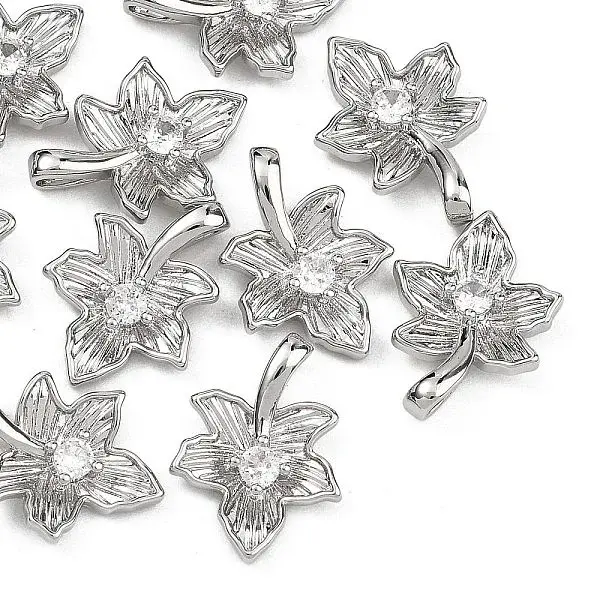 Brass Micro Pave Clear Cubic Zirconia Charms
