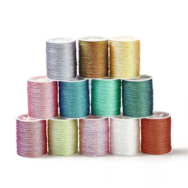 12 Rolls 12 Colors 6-Ply Polyester Metallic Embroidery Thread