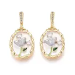 Spray Painted Brass Pave Clear Cubic Zirconia Fold Over Clasps