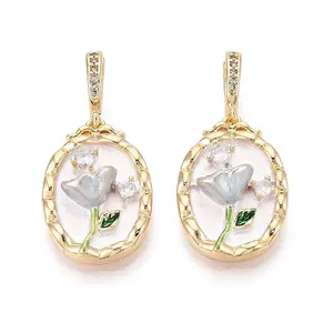 Spray Painted Brass Pave Clear Cubic Zirconia Fold Over Clasps