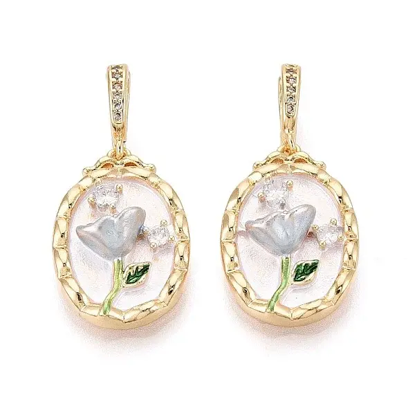 Spray Painted Brass Pave Clear Cubic Zirconia Fold Over Clasps