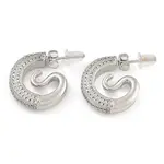 Brass Micro Pave Clear Cubic Zirconia Stud Earrings