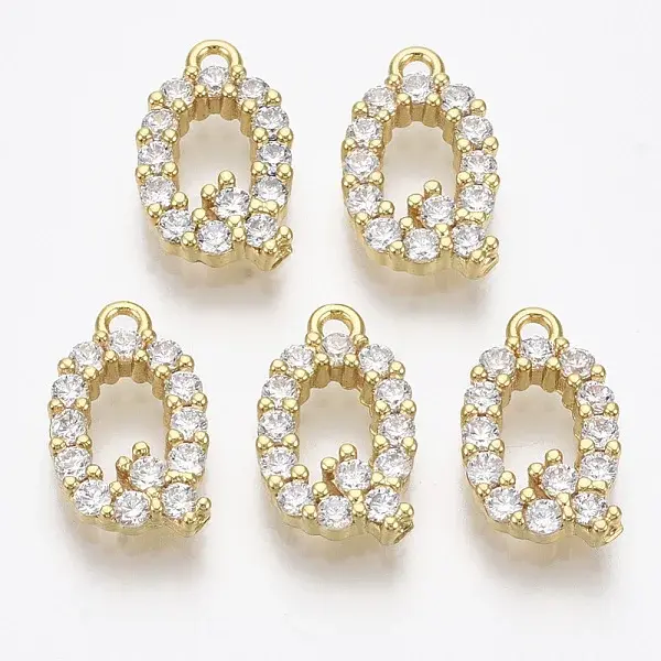 Brass Micro Pave Cubic Zirconia Charms
