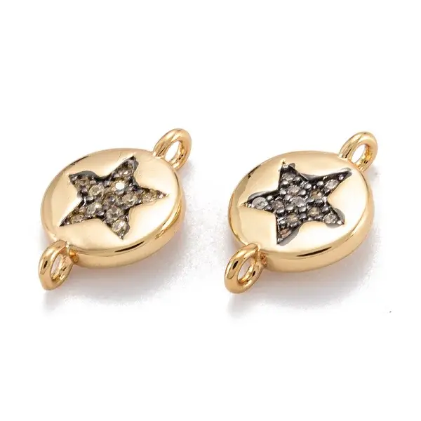 Brass Micro Pave Clear Cubic Zirconia Beads Links Connectors