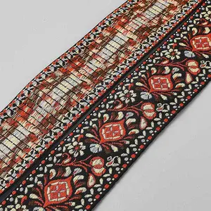 Ethnic Style Floral Pattern Embroidery Polyester Ribbons