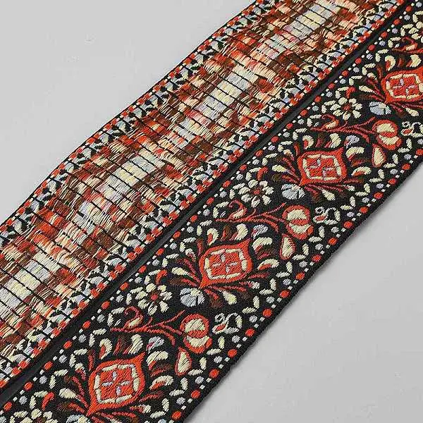 Ethnic Style Floral Pattern Embroidery Polyester Ribbons